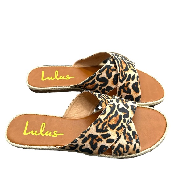 New in box, Lulu's‎ Koren Leopard Espadrille Slide Sandals - Picture 3 of 5